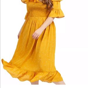 Koko mustard floral Bardot midi dress